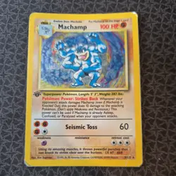 Machamp 1st Edition Pokemon Card 8/102 Base Set Rare Holo WOTC 1999 Played MP - Image 1