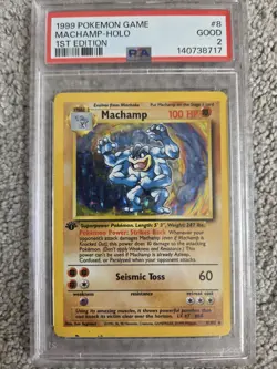 1st Edition! 1999 Pokemon MACHAMP #8/102 Base Set Holo Rare WOTC PSA 2 8/102 - Image 1