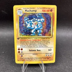 Pokemon Machamp 1st Edition 8/102 Unlimited Base Set 1999 Holo - Image 1
