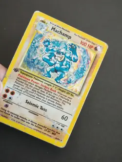 Machamp 1st Edition Pokemon Card 8/102 Base Set Rare Holo WOTC 1999 HP (1) - Image 2