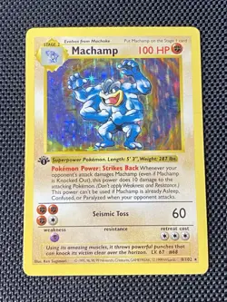 Shadowless Holo 8/102 LP/MP 1999 Pokemon Base Set Machamp 1st Edition - Image 1