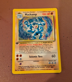 Pokemon TCG Machamp Base Set 1st Edition Holo Rare Card 8/102 English 1999 - Image 1