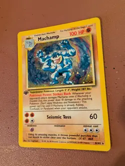 Pokemon TCG Machamp Base Set 1st Edition Holo Rare Card 8/102 English 1999 - Image 3