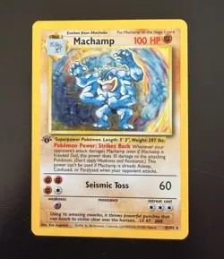 Pokemon TCG Base Set Machamp 8/102 1st Edition Holo Rare English 1999 - Image 1