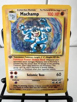 Pokemon TCG Machamp Holo Rare Card Base Set 8/102, 1st Edition Vintage WOTC 1999 - Image 1