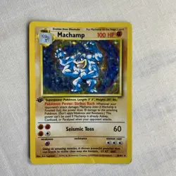 Pokemon TCG Machamp Holo 1st Edition Base Set 8/102 1999 WOTC - Image 1