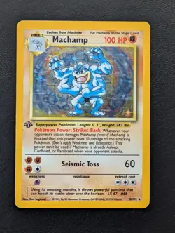 1st Edition Machamp 8/102 HOLO - Base Set 1999 - Vintage Pokemon - Top Loaded - Image 1
