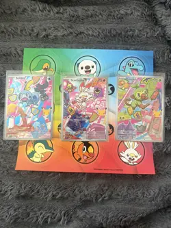 Series 2 First Partner Illustration Galar Grookey 052, Scorbunny 053, Sobble 054 - Image 1