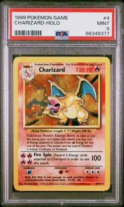 PSA 9 Charizard Base Set Holo Rare Pokemon Card #4 Clean Mint Look! - Image 1