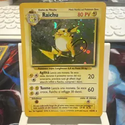 FRENCH Raichu Holo 14/102 Pokemon Base Set WOTC (FRENCH Language) Heavy Play - Image 1
