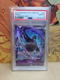 2026 ONE PIECE OP14-EB04-THE AZURE SEA'S SEVEN ALTERNATE ART #061 VERGO PSA 10 - Image 1