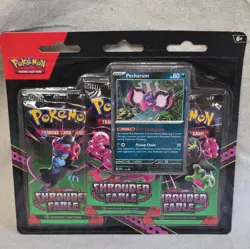 Pokemon TCG Shrouded Fable 3-Pack Blister Pecharunt Promo Booster 10 Cards - Image 1