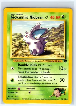 Giovanni's Nidoran M 76/132 Common Gym Challenge Pokemon Unlimited LP - Image 1