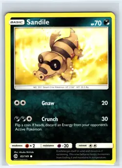 Sandile 83/149 Common SM Base Set Pokemon Lightly Played - Image 1