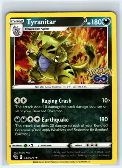 Tyranitar 043/078 Holo Rare Pokemon GO Pokemon Holo Lightly Played - Image 1
