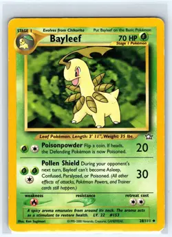 Bayleef 28/111 Uncommon Neo Genesis Pokemon Unlimited Moderately Played - Image 1