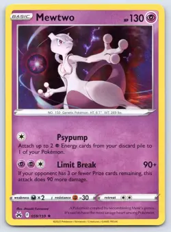 Mewtwo 059/159 Crown Zenith Holo Pokemon NM - Image 1