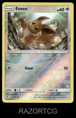 EEVEE 49/68 C HIDDEN FATES POKEMON REVERSE HOLO LP - Image 1