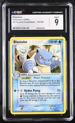 CGC 9 MINT Blastoise 2006 EX Crystal Guardians 14/100 Pokemon Card - Image 1