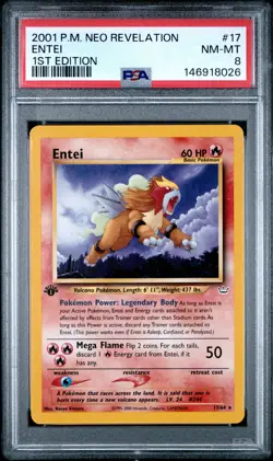 2001 POKEMON NEO REVELATION 1ST EDITION #17 ENTEI PSA 8 - Image 1