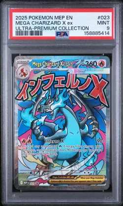 2025 Pokemon ME Black Star Promo Mega Charizard X EX #023 UPC PSA 9 MINT - Image 1