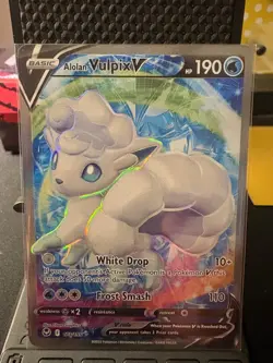 Alolan Vulpix V 173/195 Ultra Rare Silver Tempest Pokemon Near Mint - Image 1