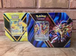 Pokemon TCG V Powers Tin Pikachu V & Zamazenta V Promo Booster Metal 2020 - Image 1