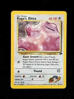 Koga's Ditto 10/132 Unlimited Holo Rare Gym Challenge Pokemon Vintage Tcg - Image 1