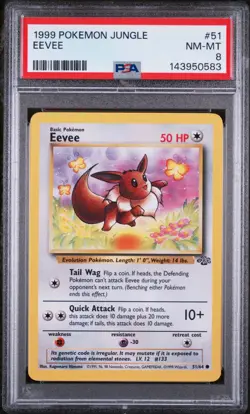 PSA 8 NM - MINT 1999 POKEMON JUNGLE Unlimited 51 Eevee - Image 1