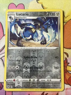 Pokemon TCG Lucario Vivid Voltage 120/185 Reverse Holo Rare LP - Image 1