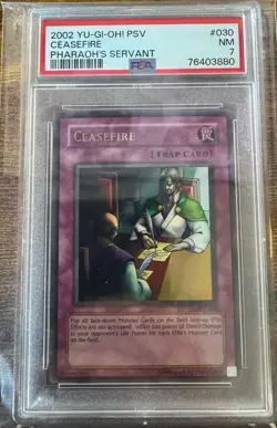 2002 Yu-Gi-Oh! PSV-Pharaoh's Servant #030 Ceasefire PSA 7 NEAR MINT - Image 1