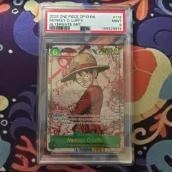 Bandai One Piece OP13 EN #118 Monkey D. Luffy Secret Rare Alt Art Foil PSA 9 - Image 1
