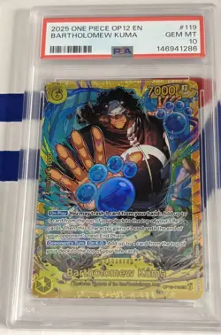 2025 One Piece Bartholomew Kuma Secret Rare #OP12-119 PSA 10 - Image 1