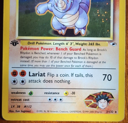 Brock's Rhydon 2/132 1st Edition Holo Rare Pokemon TCG Card (Ungraded) - Image 4