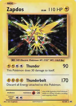 Zapdos - Pokemon Holo Rare 2016 Evolutions 42/108 LP - Image 1