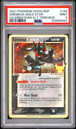 2021 POKEMON SWSH BLACK STAR PROMO #144 GRENINJA-GOLD STAR PSA 9 - Image 1