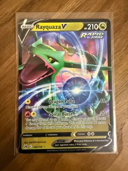 Pokemon TCG Crown Zenith Rayquaza V Rare - 100/159 Mint - Image 1