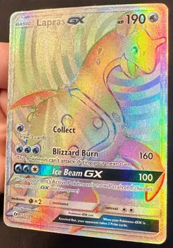 Lapras GX 151/149 2017 Sun & Moon Base Set Pokemon Card Rainbow Secret Rare - Nm - Image 2