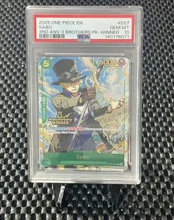 One Piece Card Game - SABO (OP09-027) 3rd Anniversary Winner Foil Promo PSA 10 - Image 4