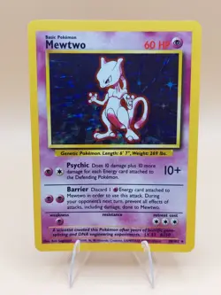 Mewtwo Holo Rare Base Set 10/102 Pokemon Card - WOTC 1999 - Image 1