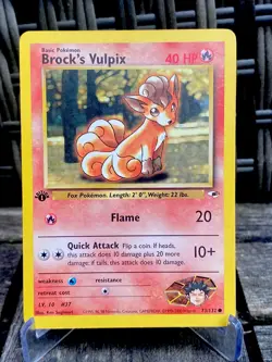 Near Mint 1st Edition WOTC 2000 BROCK’S VULPIX Original Pokemon 62 Vintage - Image 1
