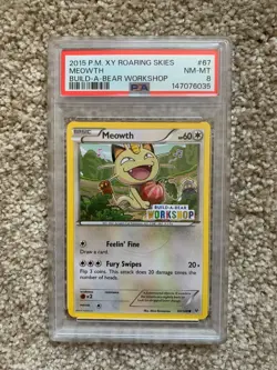 Pokemon - Build a Bear - 2015 Pokemon - PSA 8 - Meowth - 67 - Roaring Skies - Image 1