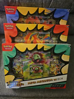 Pokemon TCG ASCENDED HEROES Mega ex Box Lot Of 3 Meganium Emboar Feraligatr - Image 1