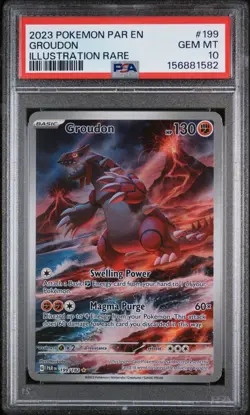Pokemon SV04 Paradox Rift Groudon Illustration Rare Holo 199/182 PSA 10 - Image 1