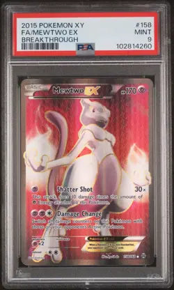 2015 Pokemon XY Breakthrough Mewtwo EX Full Art Ultra Rare 158/162 PSA 9 - Image 1