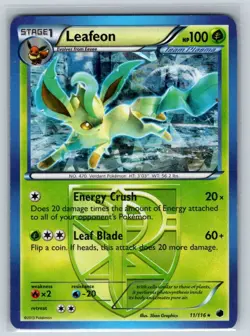 Leafeon (Cracked Ice) Plasma Freeze 11/116 Rare Pokemon Card MP - Image 1
