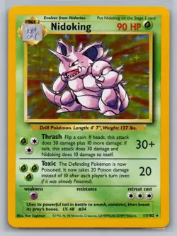 Nidoking Base Set #011/102 Holo Rare Pokemon Card - Image 1