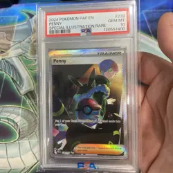PSA 10 Pokemon TCG Penny Paldean Fates Trainer Holo 239/091 Illustration Rare - Image 1