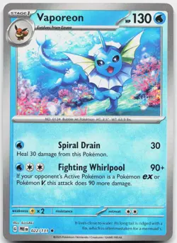 Vaporeon (Master Ball Pattern) 022/131 Rare Prismatic Evolutions Pokemon NM - Image 1