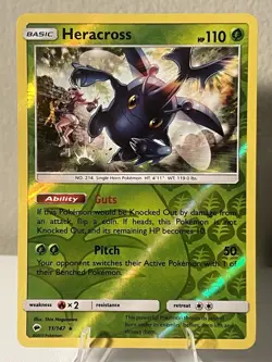Heracross 11/147 Reverse Holo Burning Shadows Pokemon TCG NM - Image 1
